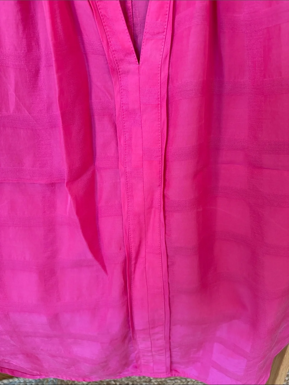 Sleeveless Split-Neck Blouse in Bright Pink